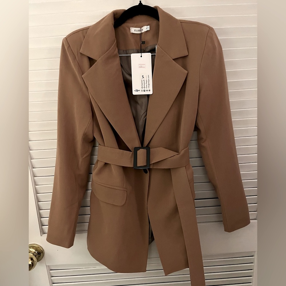 Elagia tan jacket with belt